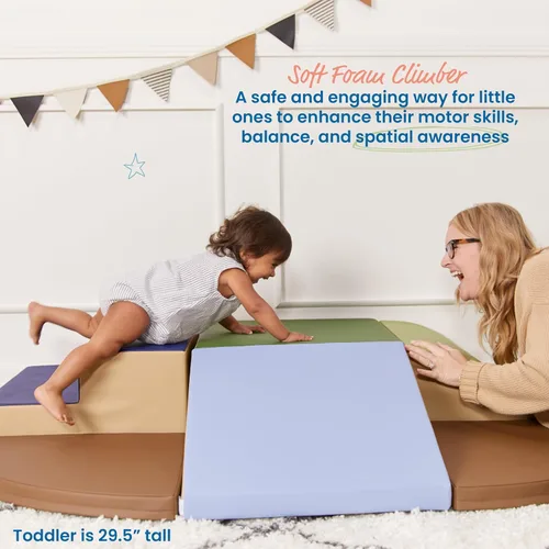 Miniatura 3 de ECR4Kids SoftZone Little Me Wall Climb and Slide - Juego para principiantes, Earthtone, 6 piezas Tono tierra