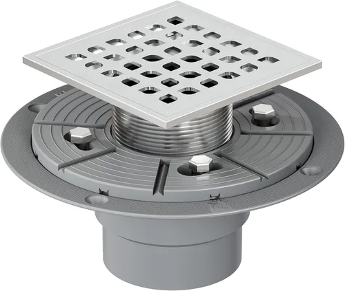 Neodrain Desagüe de ducha cuadrado, rejilla de acero inoxidable 304 de 4 pulgadas y cuerpo de drenaje de PVC, rejilla con acabado de níquel Cepillado