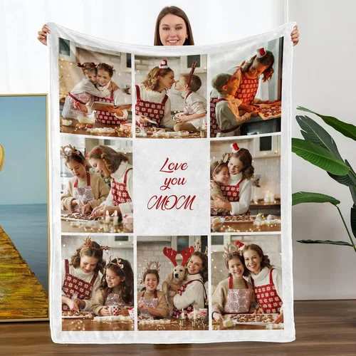 Miniatura 27 de TURMTF Manta personalizada con foto para mamá de hija e hijo, regalos de boda personalizados para ella, él, pareja, esposa, marido, novia, novio