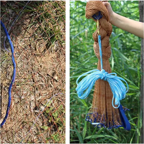 Miniatura 5 de Redes de pesca, líneas de neumáticos, hecha a mano, red de tiro para agua salada, ideal para pesca de 4 pies a 12 pies (radio), red de fundición