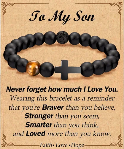 Pulsera de cruz para hombre, adolescente, niños, regalos para papá, marido, padrino, hijo, nieto, sobrino, aniversario, cumpleaños, Navidad,