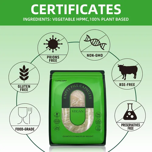 Miniatura 2 de Cápsulas vacías 000 cápsulas de píldoras veganas separadas, 1000 unidades, cápsulas de píldoras de gel transparente vegetal para llenar tus