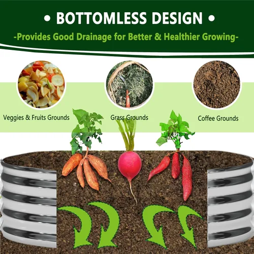 Miniatura 4 de DIIYIV 3PCS 3x3x1FT Kit de Cama de Jardín Elevada Galvanizada, Cajas para Vegetales - Caja de Flores Redonda de Metal, Camas de Plantación Grandes