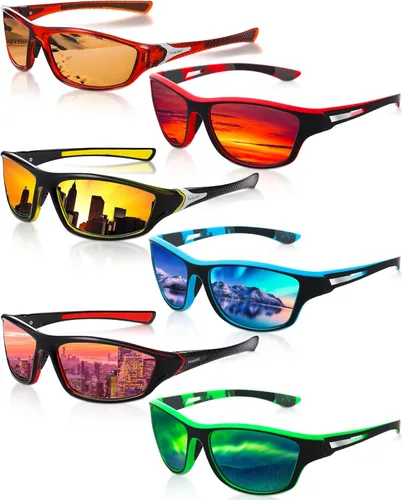 Miniatura 18 de Frienda Paquete de 6 Lentes de Sol Polarizados para Deportes para Hombre, Multipack, Se Ajustan sobre Lentes, Paquete de Lote, Set de Lentes