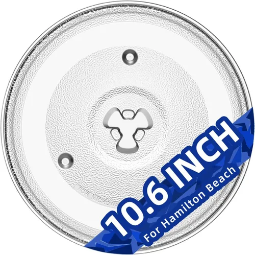 Plato de vidrio para microondas de 10.6" compatible con microondas Hamilton Beach de 0.9 pies cúbicos. Reemplazo de la placa de vidrio MP-P23 para