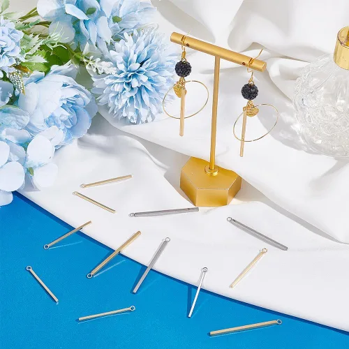 Miniatura 2 de UNICRAFTALE Metal Bar Charms Stainless Steel Bar Pendants Golden & Stainless Steel Color Charms Metal Necklace DIY Pendant for Earrings Jewelry