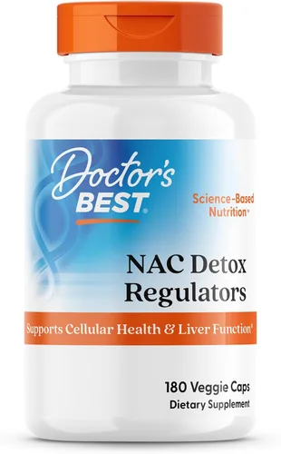 Doctor's Best Nac Reguladores de desintoxicación con seleno excelente, sin OMG, vegetariano, sin gluten y soja, 180 cápsulas vegetales, 180 unidades