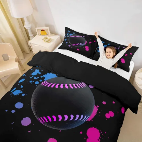 Miniatura 34 de Erosebridal Sports Duvet Cover Football Patchwork Bedding Sets, Geometric Ball Pattern Bed Cover Rugby Game Bed Set Twin