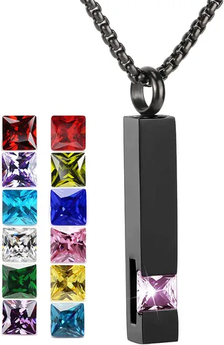 Miniatura 8 de YOUFENG collar con urna para cenizas, cubos de piedras natales, urna para cenizas humanas, collar de urna de cremación, relicario, recuerdo