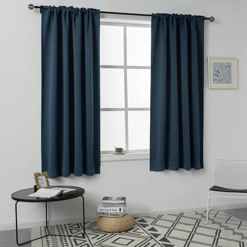 Miniatura 57 de DUALIFE Cortinas opacas de 45 pulgadas de largo, 2 paneles para ventanas pequeñas de dormitorio, aislamiento térmico, bolsillo para barra, cortinas