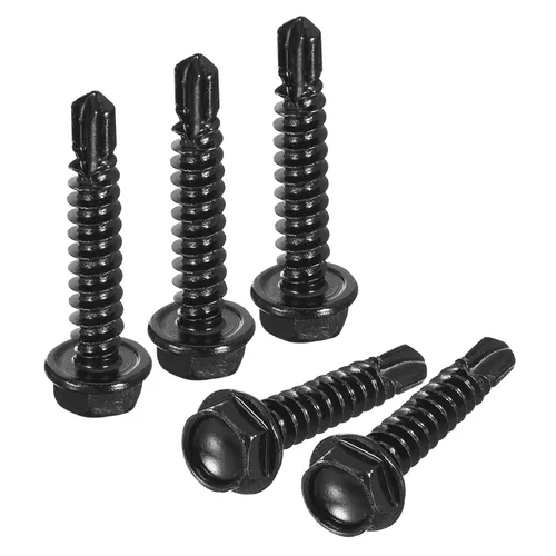 uxcell Tornillos autoperforantes de cabeza hexagonal #8 x 1, 30 tornillos autorroscantes de chapa de acero inoxidable 410 para metal y madera, color