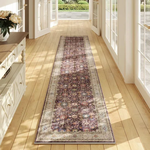Miniatura 87 de Rugcomf Alfombra de pasillo de 2 x 6 pies, lavable, bohemio, suave, antideslizante, no desprende pelusa, lana sintética, estilo vintage para cocina