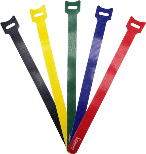 Superun 50 piezas multicolor de 10 pulgadas de sujeción para cables, organizador de cables reutilizable, gancho y bucle ajustable, organizador de