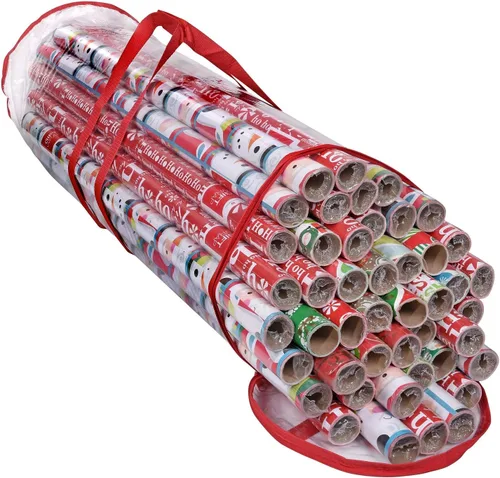Miniatura 9 de Bolsa de almacenamiento de papel de regalo, organizador de papel de regalo, se adapta a rollos de 40 pulgadas de largo, con capacidad para hasta 24