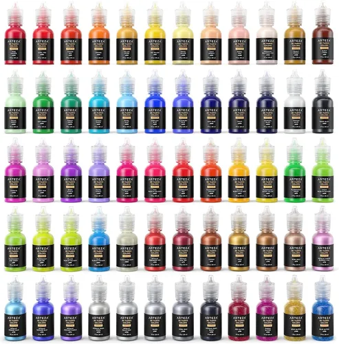 Miniatura 8 de ARTEZA Pintura para tela, juego de 60, pintura 3D permanente, pintura permanente para decorar camisetas, cerámica, textiles y vidrio metálico