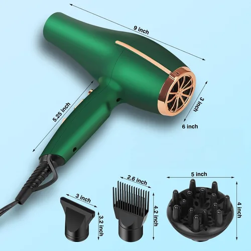 Miniatura 3 de Secador de pelo iónico negativo de 2000 W, secador profesional de peluquería, secado rápido de bajo ruido, potente motor de CA y peine difusor