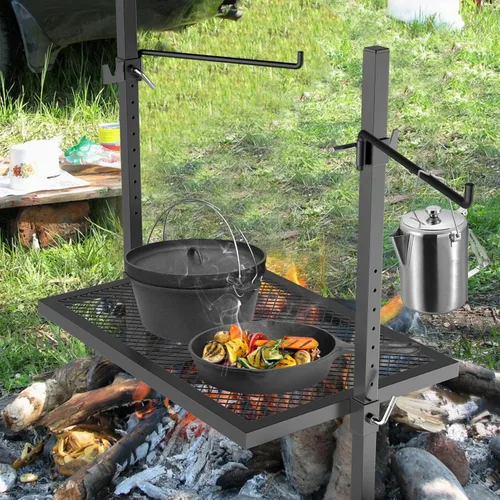 Miniatura 6 de Only Fire - Sistema de asador ajustable y asador, parrilla de campamento sobre fuego con rejilla de cocción para cocinar al aire libre con llama