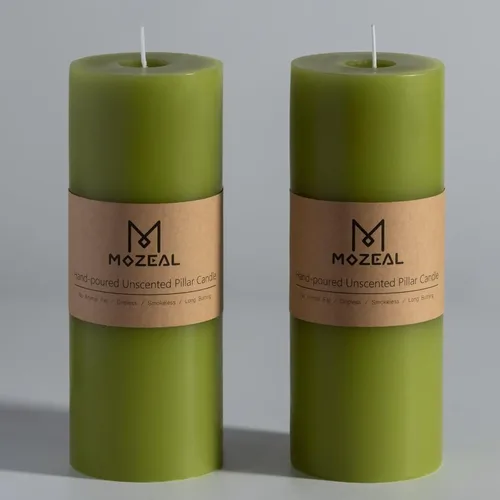 Miniatura 68 de MOZEAL Velas grandes sin perfume vertidas a mano de 3 x 8 pulgadas, sin humo, juego de 2, combustión lenta, sin goteo, aproximadamente 150 horas