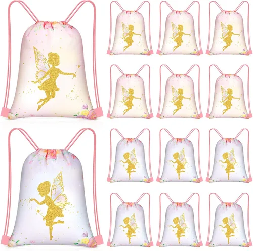 Miniatura 10 de Censen 24 piezas de bolsas con cordón, conjunto a granel, 12 x 10 pulgadas, bolsas de regalo con temática de princesa y príncipe, bolsas de regalo