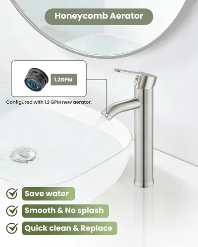 Miniatura 3 de gotonovo Grifo de lavabo Vessel Moderno Grifo de baño alto de una sola manija con un agujero de acero inoxidable para lavabo de baño en RV Mezclador