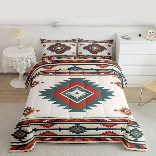 Miniatura 25 de Feelyou Juego de edredón geométrico del suroeste para niños y niñas, edredón nativo del suroeste, tamaño individual, juego de ropa de cama
