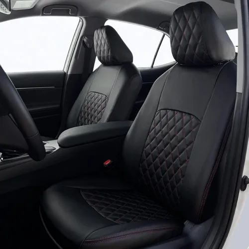 Miniatura 14 de Lord AutoFashion - Fundas de asiento para Toyota Tacoma 2016-2023 Turin Diamond de ajuste personalizado, impermeables, de cuero ecológico, diseño