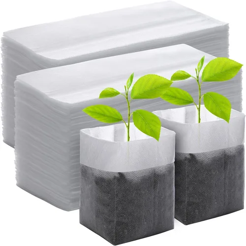 Miniatura 23 de Greaner 100 bolsas de cultivo de vivero grandes, 7.8 x 8.6 pulgadas, bolsa de cultivo de plántulas de tela biodegradable no tejida, bolsas