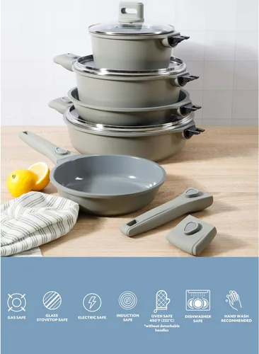 Miniatura 4 de Sur La Table Esenciales de Cocina 13 Piezas Ollas y Sartenes con Mango Desmontable Premium Libre de PFA Premium Cerámica Antiadherente Inducción