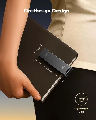 Miniatura 6 de 86lux Luz de Libro, Luz de Lectura LED Recargable con Clip para Uso en Cama y Noche - 3 Temperaturas de Color con Atenuación Continua, Diseño de Gris