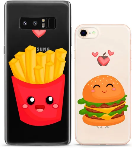 Miniatura 9 de Fundas a juego para parejas compatibles con iPhone 15 14 13 12 11 Pro Max Mini Xs 6s 8 Plus 7 Xr 10 SE 5 papas fritas transparente comida chatarra