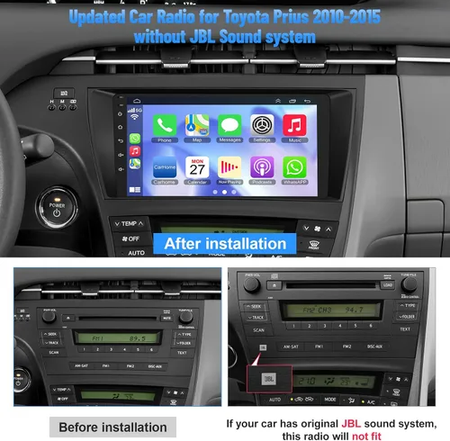 Miniatura 2 de Radio de coche para Toyota Prius 2010 2011 2012 2013 2014 2015 sin sistema de sonido J-B-L, pantalla táctil QLED de 9 pulgadas, compatible