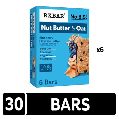 Miniatura 5 de RXBAR Barras de mantequilla de nuez y avena con proteína, snacks de proteína, mantequilla de arándano y anacardo (6 cajas, 30 barras)