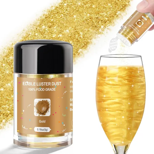Miniatura 13 de CRPTHE Polvo de Polvo de Lustre Azul Comestible 5g, Purpurina Comestible para Bebidas, Polvo de Purpurina de Grado Alimenticio para Cócteles