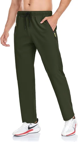 Miniatura 35 de Rapoo Pantalones ligeros para hombre con bolsillos con cremallera, secado rápido, pantalones deportivos de viaje para entrenamiento