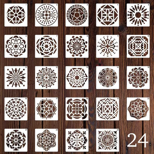 Miniatura 10 de Rolin Roly 16 plantillas de pintura de mandala, plantillas de dibujo reutilizables para arte de pared de piedra, rocas y suelo, suministros