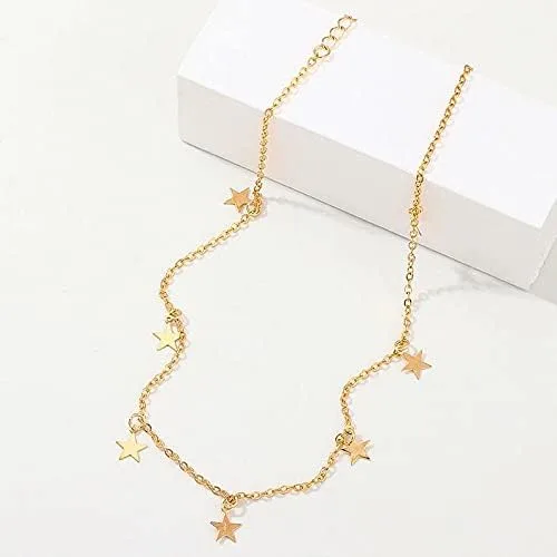 Miniatura 6 de Long tiantian Gargantilla de estrella dorada para mujer, gargantilla simple para adolescentes y niñas, Cobre, otro