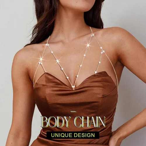 Miniatura 2 de Asooll Brasier bohemio en capas, cadena de cuerpo de cristal brillante, cadena de pecho para playa, BIkini fiesta, club, joyería corporal
