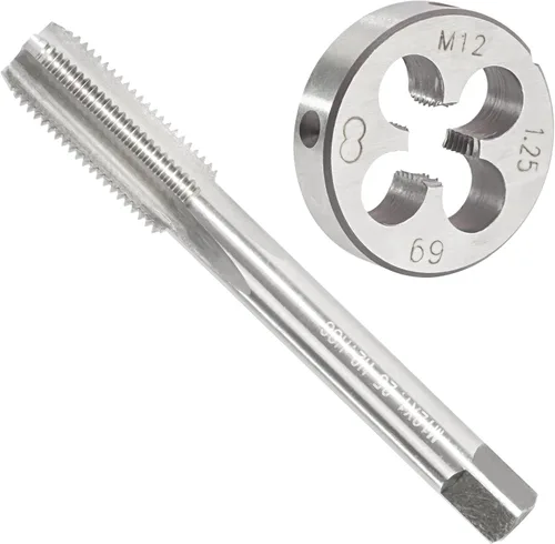 Miniatura 14 de M14 x 1.5 Pulgadas Juego de Rosca y Troquel Métrica, Rosca de Máquina M14 x 1.5mm HSS y Troquel de Herramienta de Acero de Aleación Redonda M14 x