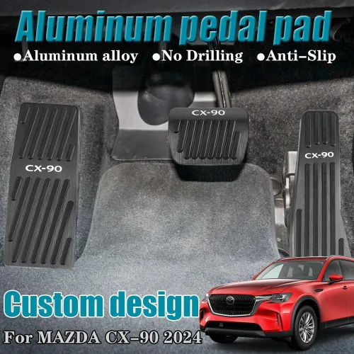 Miniatura 2 de LEXLEY 3 almohadillas antideslizantes de aluminio para pedal de freno de gas, cubiertas de pedal de acelerador sin perforación, solo para Mazda 2024