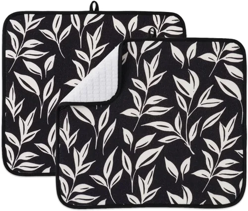 Miniatura 12 de Paquete de 2 tapetes de secado de platos para encimera de cocina, absorbentes, tapetes escurridor de platos de microfibra, almohadilla de secado