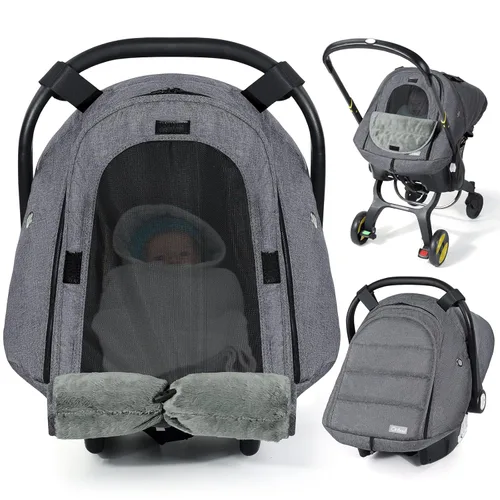 Miniatura 12 de Orzbow Funda de asiento de automóvil de invierno para bebé Funda de asiento de automóvil para bebé Toldo impermeable para asiento de coche