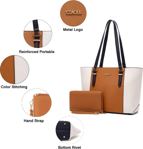 Miniatura 7 de YZAOLL Monederos para mujer de piel sintética mediana con bolsa de muñeca a juego