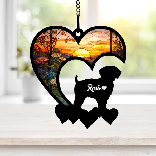 Miniatura 8 de NAZENTI Atrapasoles personalizado de sabueso afgano, adorno conmemorativo personalizado para la pérdida de mascotas, regalo de condolencia