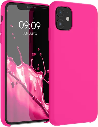 kwmobile Funda compatible con Apple iPhone 11 - Funda de silicona TPU con acabado suave - Rosa neón