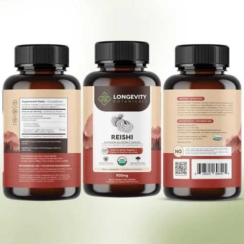 Miniatura 9 de Longevity Botanicals Cápsulas orgánicas de hongos Reishi Extracto de suplemento de 120 unidades Cuerpo fructífero de Ganoderma Lucidum ≥30%