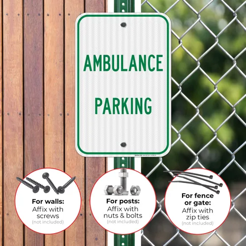 Miniatura 4 de Señal de estacionamiento para ambulancia, 12 x 18 pulgadas, 3M EGP reflectante aluminio .063, resistente a la decoloración, fabricado en Estados