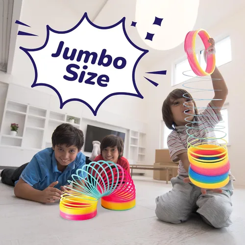 Miniatura 3 de Bedwina Jumbo Rainbow Spring Coil Toy - Bobina de resorte gigante de plástico de 6 pulgadas para niños, juguetes de primavera grandes para niños