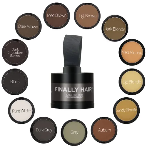 Miniatura 4 de Finally Hair Fibras de cabello rubio oscuro impermeables y corrector de pérdida de cabello, cobertura gris, creador de línea de cabello, potenciador