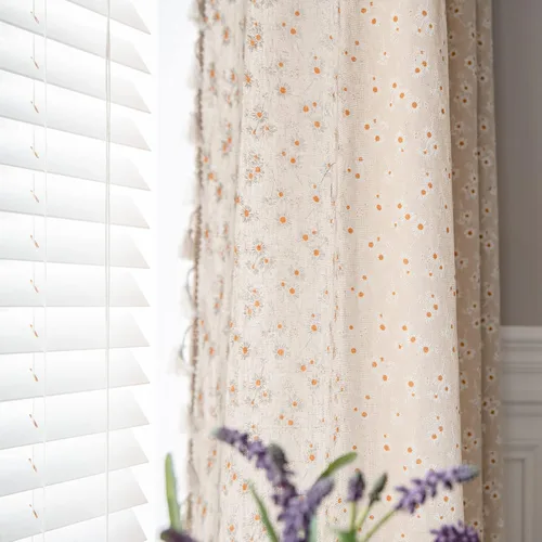 Miniatura 41 de Cortinas florales de granja semiopacas para sala de estar, de 63 pulgadas de largo, mezcla de lino y algodón, paneles de cortina de ventana cortos