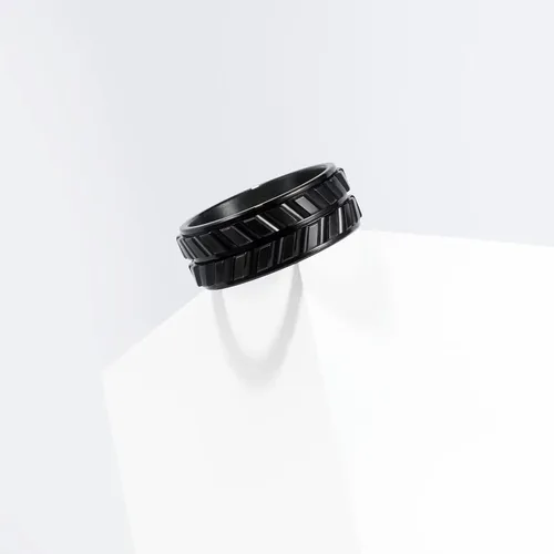 Miniatura 3 de King Will Anillo de ansiedad giratorio para hombre, color negro, plateado, dorado, 0.315 in, cadena de malla de alambre de acero inoxidable, malla